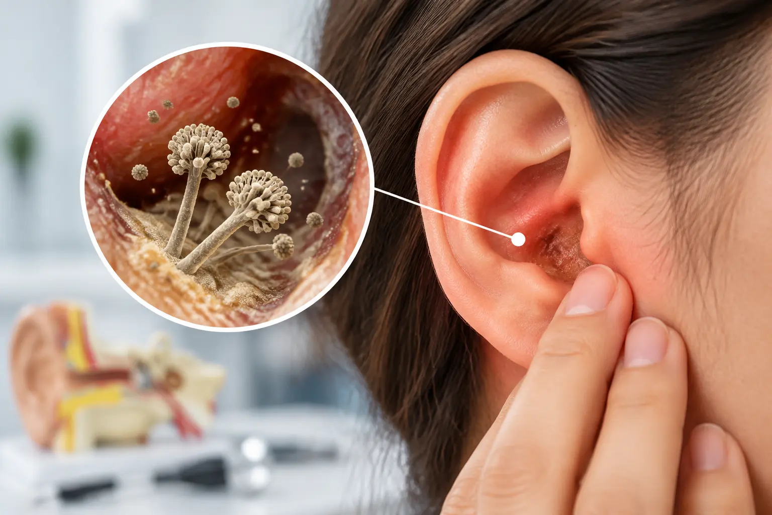 قارچ گوش چیست؟ علائم، علت خارش شدید و درمان قطعی | سمعک اشراق